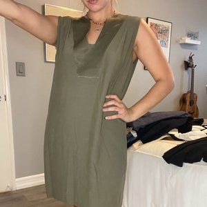 NEVER WORN Olive Green Mango Shift Dress